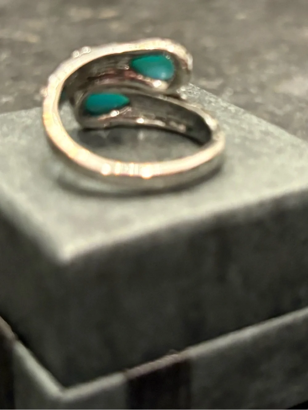 Silver Turquoise Teardrop Open Ring